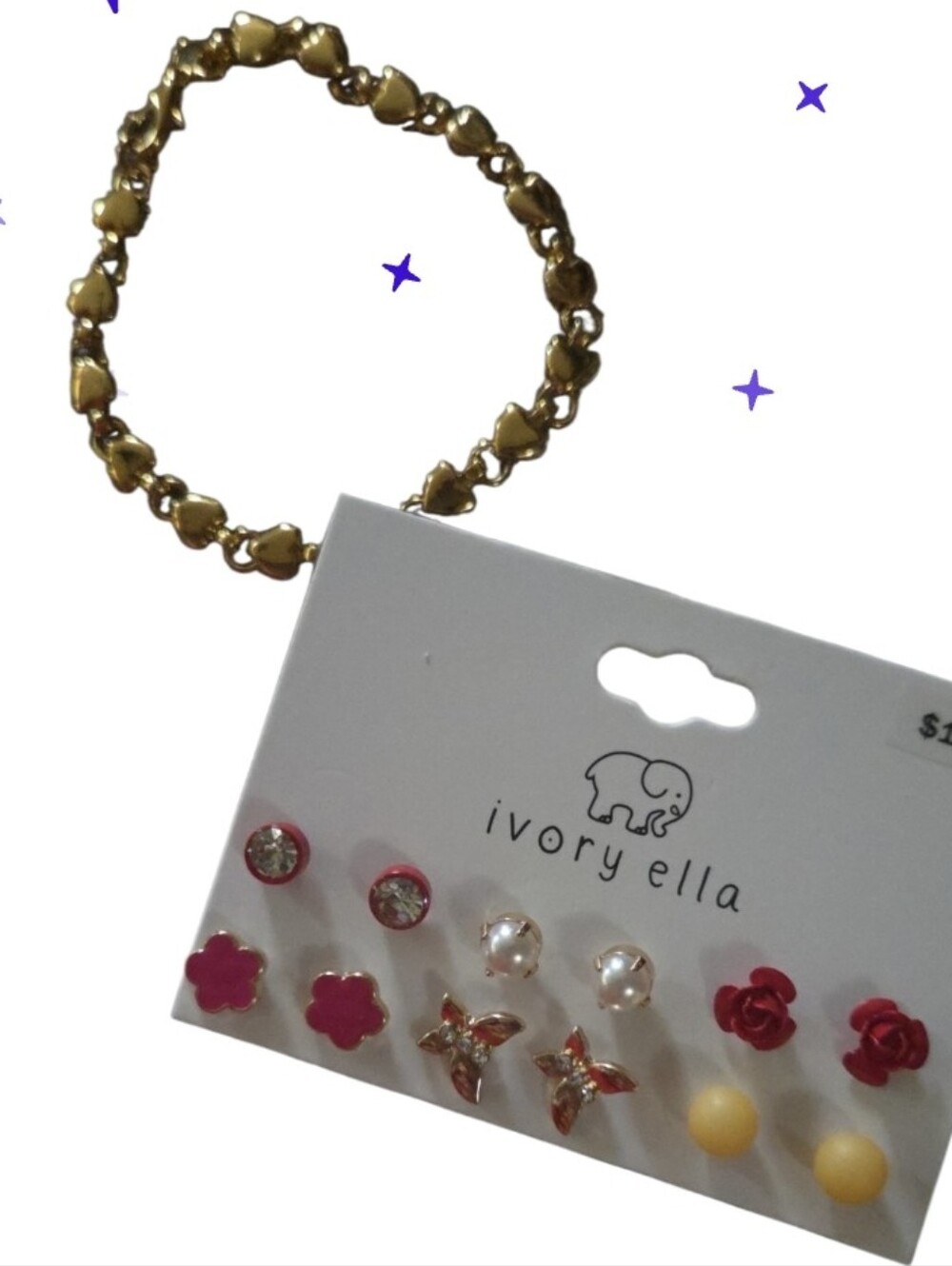 Ivory Ella New earring Pack And Heart Link Bracelet